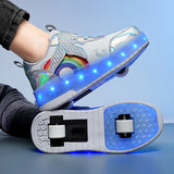 Kid Girl LED Light Up Glowing Sneakers Skates Shoes