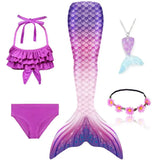 5Pcs/Set Girls Mermaid Tail Swimsuit Costume Beach Pool Swimwear
