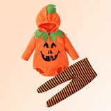 Infant Baby Girl Boy Halloween Party Pumpkin Hooded 3 Pcs Set