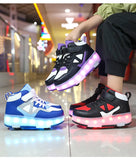 Kid Boy Girl 4 Wheels Luminous Glowing Sneakers Led Light Roller Skate Shoes
