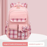 Kid Girl Cute Plaid Bow Backpack Large Capacity School Bag