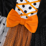 0-6Y Halloween Toddler Girls Polka Dot Bowknot Sparkle Tulle Dresses