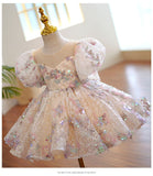 Kid Baby Girl Evening  Fluffy Lace Birthday Party Luxury Dress