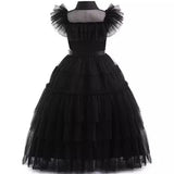 2-12Y Kid Girl Classic Black Gothic Wendsday Halloween Holiday Party Dresses