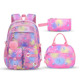 3 Pcs/Set Gradient Color Kid Girl School Bags Waterproof Backpack
