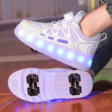 Kid Girl Boy Luminous Glowing Sneakers Led Light Roller Skate Shoes
