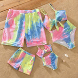 Family Matching Swimsuits Tie Dye Hollow Out One-Piece Swimwear