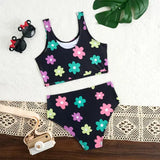 High Waist Bikini 2026 Printed Girls Swimsuit Kids Swimwear Female Children Bathers