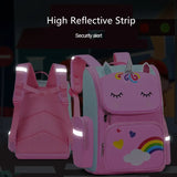 Kid Girl Pink Purple Rainbow Schoolbag Cute Cartoon Backpack Student Book Bag