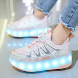 Kid Girl Boy Luminous Glowing Sneakers Led Light Roller Skate Shoes