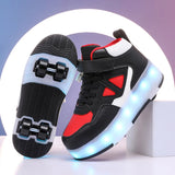 Kid Boy Girl 4 Wheels Luminous Glowing Sneakers Led Light Roller Skate Shoes