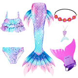 Kid Girls Mermaid Tail Swimsuit Little Mermaid Costume Cosplay 6Pcs/set