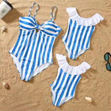 Family Matching Summer Striped Swimsuit One-Piece Beach Bikini