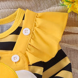 0-18M First Halloween Baby Girl Outfit Long Sleeve Romper Ladybug Suspender 3 Pcs Set