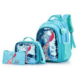 3Pcs/set Mermaid School Backpack Set Cute Kids Cartoon Book Bag