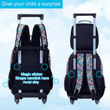 3 Pcs Boys Rolling Backpack Cool 3D Dinosaur Roller Wheels Kids Bookbag