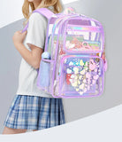 Teenagers Girls Printed Transparent Backpack PVC Cute Book Bags