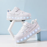 Kid Boy Girl Roller Skate Flashing Light 4 Wheel Roller Shoes