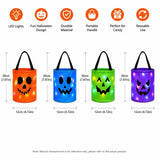 Halloween Luminous Pumpkin Candy Bucket Hand-Held LED Fabric Candy Bag