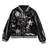 4-14Y Kid Girls Sequin Jacket Bomber Spring Fall Coats