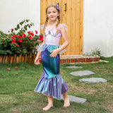 Kid Girl Mermaid Ariel Cosplay Halloween Princess Party Carnival Fancy Dress