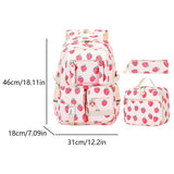 3 Pcs Set Kids Girl Cute Strawberry School Bookbag with Lunch & Pencil Pouch
