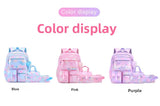Kid Girl Fashion Love Pendant 3-Piece Set Butterfly Backpack Schoolbags