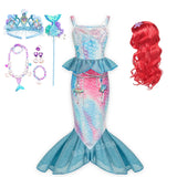 Kid Girl Princess Mermaid Carnival Ariel Cosplay Dress for Halloween Party Ball