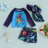 Toddler Boy Swimsuit Long Sleeve Shark Print Rash Guard Bathing  Swimwear