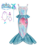 Kid Girl Princess Mermaid Carnival Ariel Cosplay Dress for Halloween Party Ball