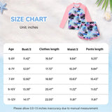 Girls Two Piece Swimwear Long Sleeve Rash Guard Shirts Quick-Dry Bathing Suit Summer Beach Wear