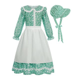 5-12Y Kid Girls Colonial Pioneer Prairie Maid Dress Halloween Carnival Party Cosplay