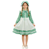 5-12Y Kid Girls Colonial Pioneer Prairie Maid Dress Halloween Carnival Party Cosplay