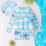 Kid Baby Girl Boy Buoyancy One-piece Floating Guards Cartoon Swimsuit