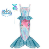Kid Girl Princess Mermaid Carnival Ariel Cosplay Dress for Halloween Party Ball