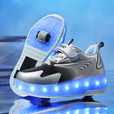 Kids USB Recharge Light Up  LED Skates Roller Shoes