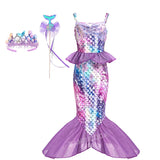Kid Girl Princess Mermaid Carnival Ariel Cosplay Dress for Halloween Party Ball