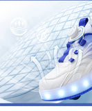 Kid Girl Boy Roller Skate Glowing Sneakers Led Light Luminous USB Charging Shoes