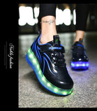 Kid Girl Boys Led Light Roller USB Charging Skate Shoes