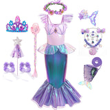 Kid Girl Mermaid Ariel Cosplay Halloween Princess Party Carnival Fancy Dress