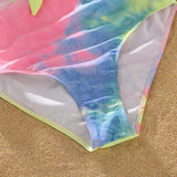 Family Matching Swimsuits Tie Dye Hollow Out One-Piece Swimwear