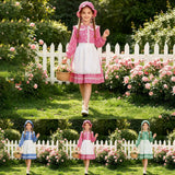 5-12Y Kid Girls Colonial Pioneer Prairie Maid Dress Halloween Carnival Party Cosplay