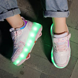 Children's Sneakers Roller Shoes With 4 Wheel Outdoor Parkour Skates Dual-Use Kids Girls Boys Roller Skates Glowing LED Light