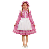 5-12Y Kid Girls Colonial Pioneer Prairie Maid Dress Halloween Carnival Party Cosplay