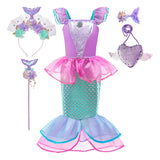 Kid Girl Party Fishtail Mermaid Princess Dresses Cosplay Halloween Merman Dress