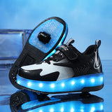 Kids USB Recharge Light Up  LED Skates Roller Shoes