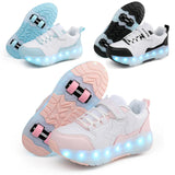 Kid Boy Girl Led Sneakers USB Charging Luminous Sport Roller Shoes