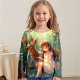 2-12Y Children's Clothing Girl T-Shirts Short Sleeve Child T-Shirt Beautiful Fairy Print Casual