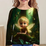 2-12Y Children's Clothing Girl T-Shirts Short Sleeve Child T-Shirt Beautiful Fairy Print Casual