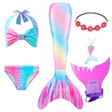 Kid Girls Mermaid Tail Swimsuit Little Mermaid Costume Cosplay 6Pcs/set